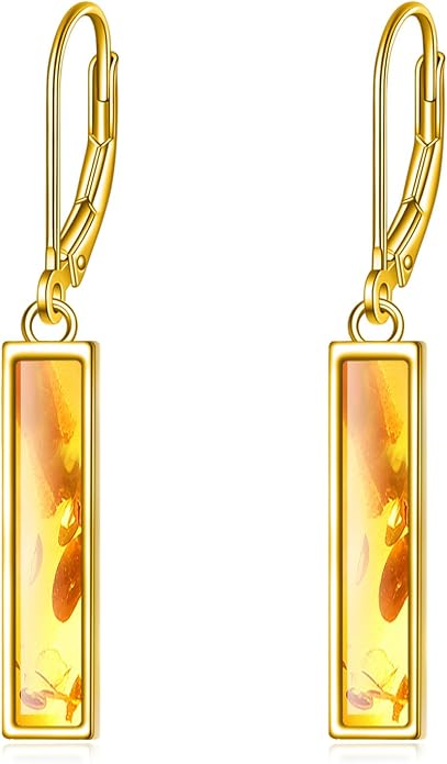 CRMAD Abalone Shell Bar Earrings for Women Sterling Silver Leverback Earrings Abalone Jewelry Gift