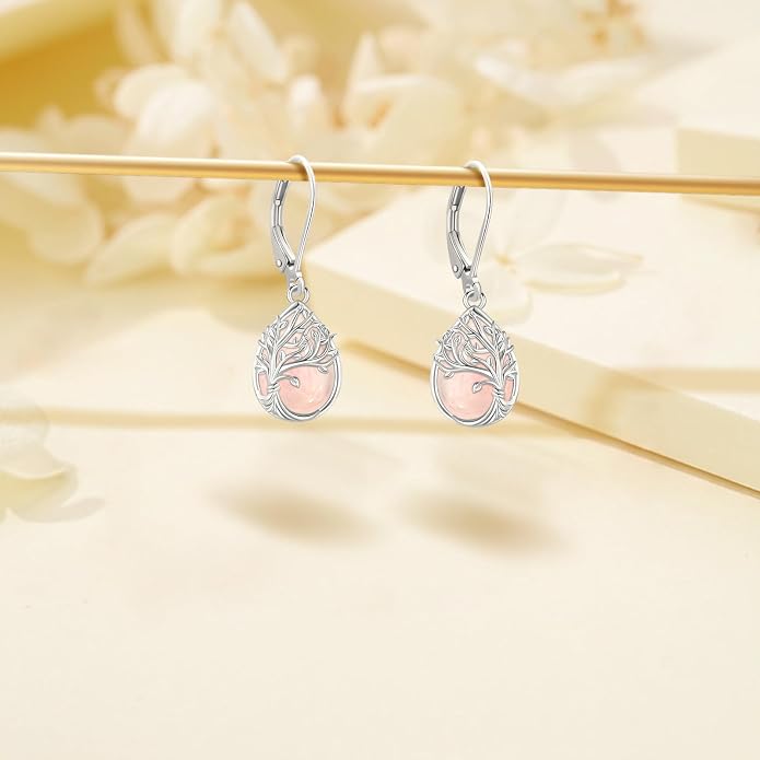 Tree of Life/Cat/Turtle/Butterfly/Flower/Celtic/Turquoise/Moonstone Dangle Earrings for Women Sterling Silver Cute Animals Drop Earrings Jewelry Gifts