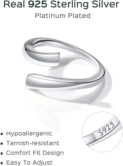 ChicSilver Toe Rings for Women 925 Sterling Silver Toe Ring Hypoallergenic Adjustable Open Rings for Women Summer Jewelry