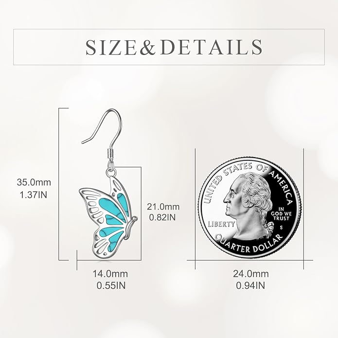 Butterflygold/Cat/dog/Dragonfly/Orca/Bee/Amber/Axolotl/Toothless/Hedgehog/Dragon/Snake/Horse/Mushroom/Anime/Dragonfly Earring for Women Sterling Silver Animals Drop Earring Jewelry Hypoallergenic (silver-butterfly)