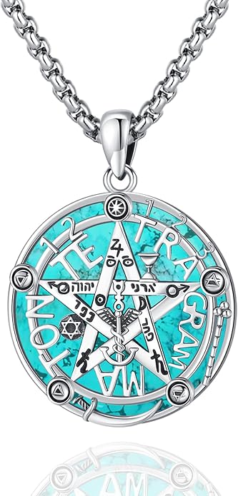 Turquoise Jewelry for Women Men 925 Sterling Silver Pendant Urn Necklaces for Ashes Picture Locket Necklace Thor Hammer Yggdrasil Virgen De Guadalupe St Michael Christopher Judas Witches Knot Necklace