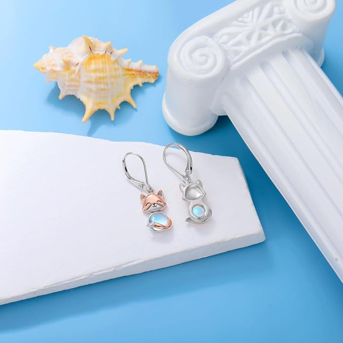 Dorunmo Moonstone Dangle Drop Earrings s925 Sterling Silver Leverback Earrings Filigree Moonstone Jewelry Birthday Gifts for Women