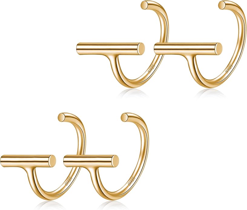 CHIC & ARTSY 925 Sterling Silver Half Hoop Earrings for Women, Small Huggie Hoops Set with Ball Bar Star Moon Cross & Pearl, Lightweight Comfort Fit Everyday & Sleep Earrings