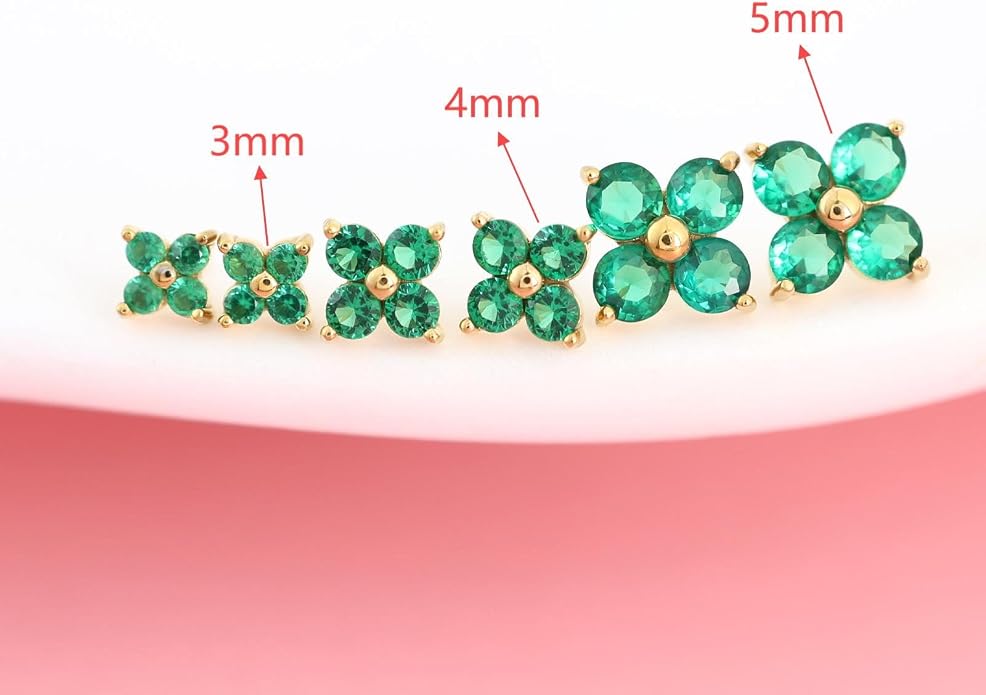FANSING CZ Flower Internally Threaded Flat Back Earring Labret Stud for Cartilage Tragus Helix Conch
