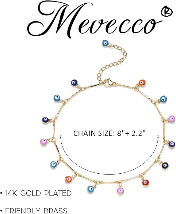 MEVECCO Anklet for Women Gold Chain 14K Gold Plated Dainty Boho Beach Summer Simple Foot Jewelry Ankle Bracelet