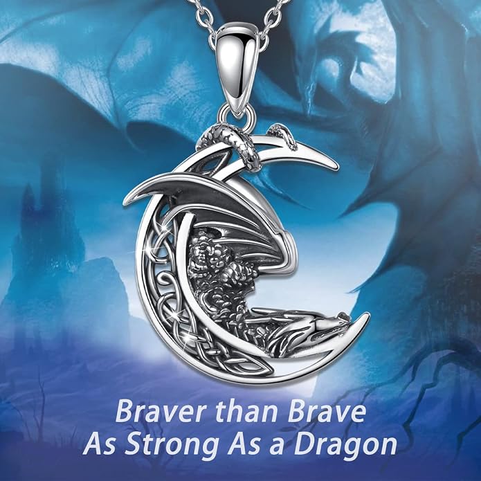 Vito 925 Sterling Silver Viking Necklace for Women Men, Viking Dragon/Wolf/Horse/Tree of Life Pendant Norse Amulet Nordic Jewelry for Men