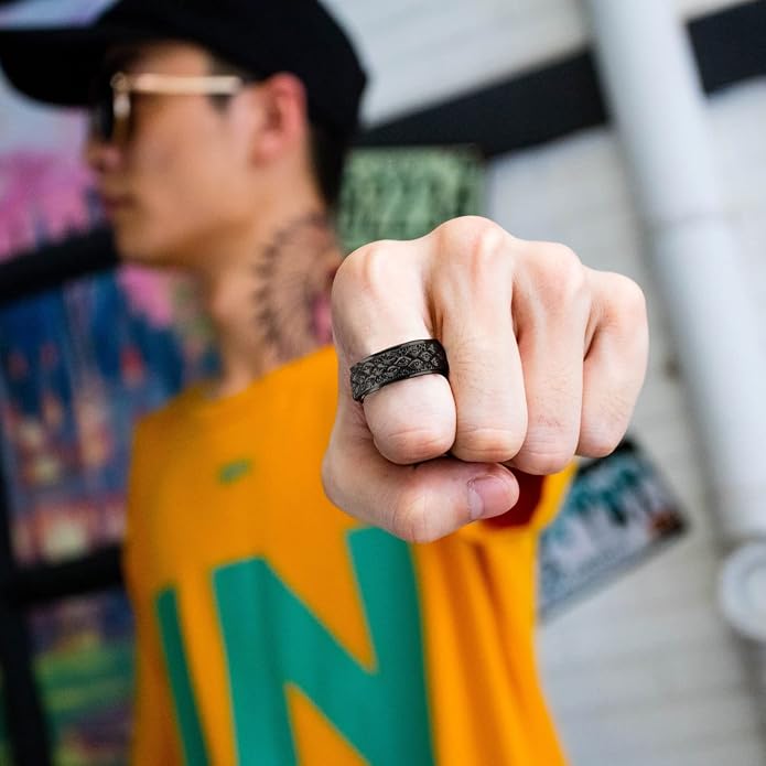 Men's Stainless Steel Eye of God Ring Band All Seeing Eye Spinner Rings Black Silver Vintage Jewelry Size 5 to 14