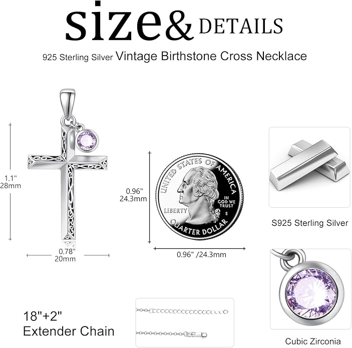 PRAYMOS Cross Necklace for Women Men, 925 Sterling Silver Simple Dainty Cross Necklace, Christian Religious Jewelry, Mothers Day Fathers Day Anniversary Birthday Gift