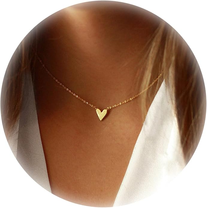 Collner 14K Gold Heart Pendant Necklace for Women Dainty Star Necklace Tiny Evil Eye Choker Necklace Boho Crescent Moon Necklace Minimalist Jewelry