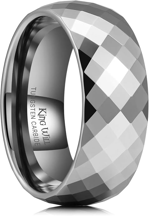 King Will Tungsten Carbide Wedding Ring for Men Women Promise Ring for Couple 2mm/4mm/6mm Black/Silver/Gold/Rose Gold Multi-faceted Shining Luster High Polished Wedding Band Comfort Fit