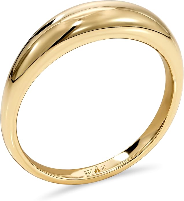 DEVATA Gold or Rhodium Plated Sterling Silver 925 – Eternity, Band Ring for Women – Heart, Knot, Clover, Infinity, Mariner, Cable, Curb, Cuban, Figaro, Daisy, Rope, Ribbed, Dome