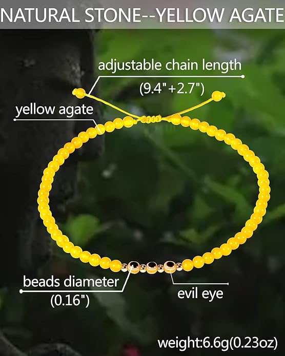 Evil Eye Ankle Bracelets for Women Beads Anklets Beach Accessiory Gemstone Healing Crystal Adjustable