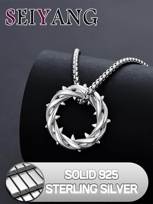 Seiyang Crown of Thorns Necklace 925 Sterling Silver Crown Pendant Amulet Jewelry Gifts (with Gift Box)