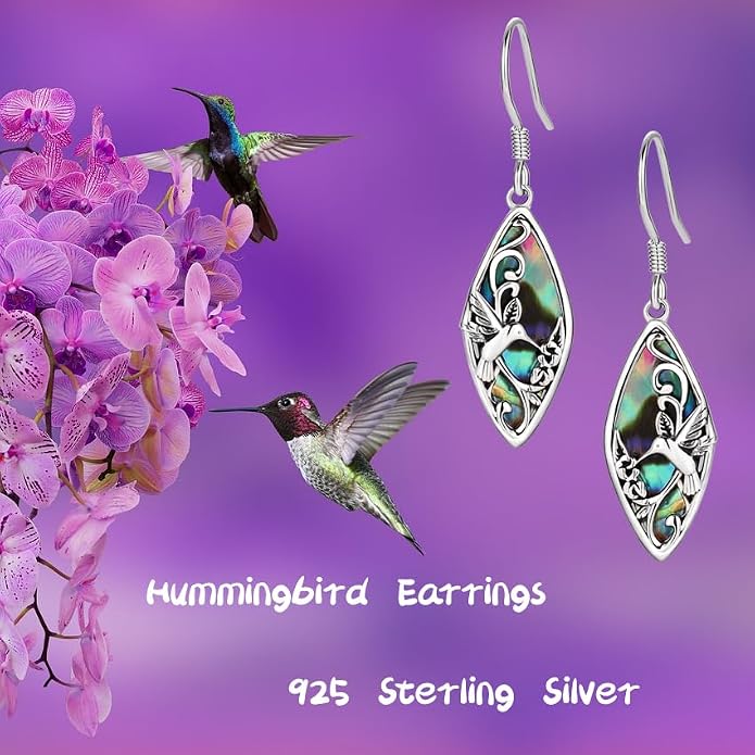 Sterling Silver Abalone Shell Filigree Dangle Drop Earrings Bohemia Jewelry Gift for Women Mother Mom