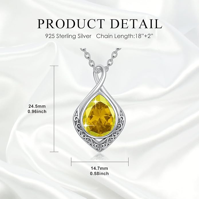 PELOVNY Celtic Knot Necklaces for Women 925 Sterling Silver Gemstone/Birthstone Teardrop Infinity Necklace Irish Celtic Pendant Jewelry Gifts for Mom Daughter Wife