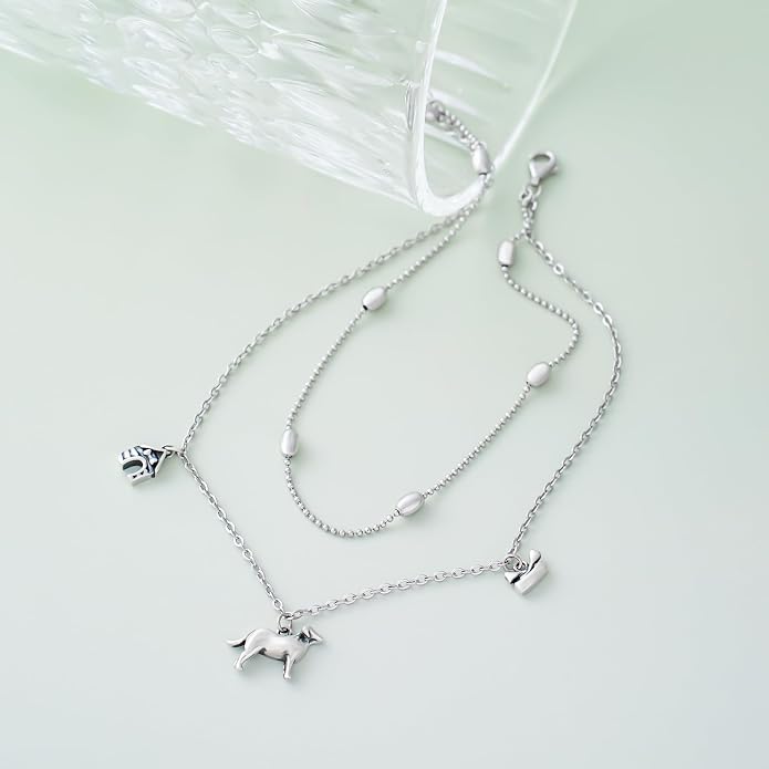 CHIC & ARTSY 925 Sterling Silver Ankle Bracelets for Women, Adjustable Layered Foot Chains with Nature & Symbol Charms, Lightweight Comfort Fit Boho Beach Everyday Jewelry