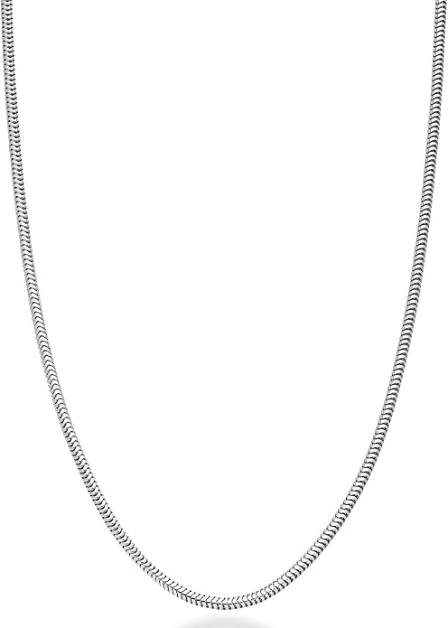 Miabella 925 Sterling Silver Italian 1.5mm, 2mm, 2.5mm Round Snake Chain Necklace for Women Made in Italy