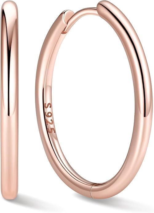 ChicSilver Sterling Silver Hoop Earrings for Women Hypoallergenic 925 Sterling Silver Huggie Earrings for Women Dainty Earring (8/10/12/14/16/18/20MM)