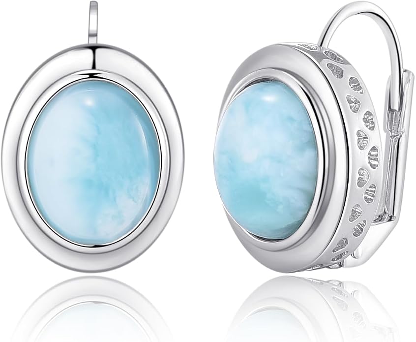 Larimar/Star/Dragonfly/Sunflower/Moonstone/Black Onyx Earrings for Women Leverback Dangle Earrings Hypoallergenic Jewelry for Women