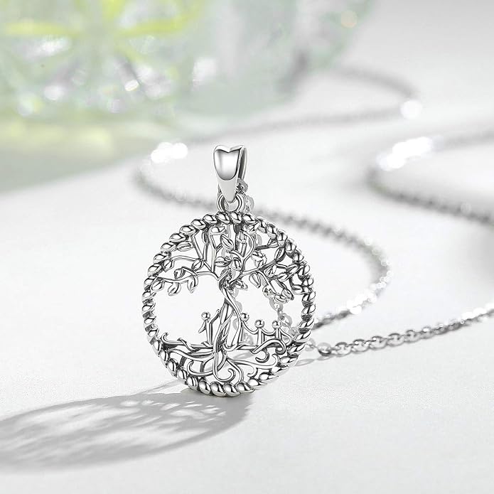 Vito 925 Sterling Silver Tree of Life Necklace for Women, Mother Tree Pendant for Mom Mother Necklace Mother's Day Jewelry Gift for Wife Grandma, 18/22 Inch Chain