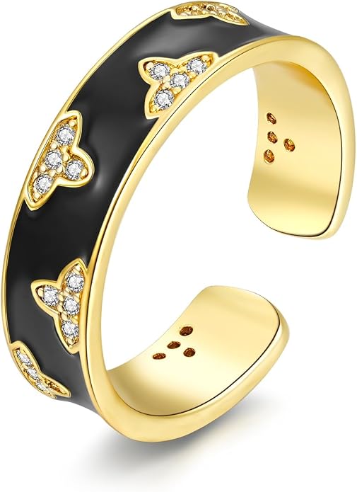 Vintage 14k Gold Ring for Women - Adjustable Carving Open Ring Unique Boho Jewelry Gift for Wedding Band & Daily Wear Ring