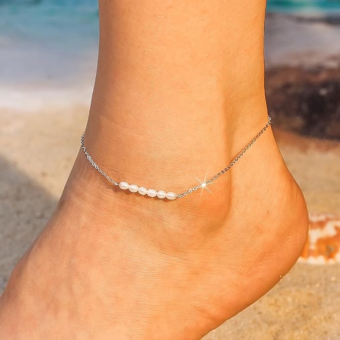 925 Sterling Silver Chain Anklets Bracelet For Women Adjustable Anklet Bracelet With Rhodium Plating For Long-Lasting Shine Silver Anklets For Women Jewelry Gift for Women