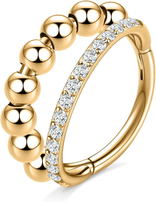 AROWRO Conch Piercing Jewelry Nose Rings Hoops Septum Rings Cartilage Earrings for Women Men Helix Piercing Jewelry Rook Tragus Surgical Steel Gold Silver 16G 18G 20G With Cubic Zirconia Opal