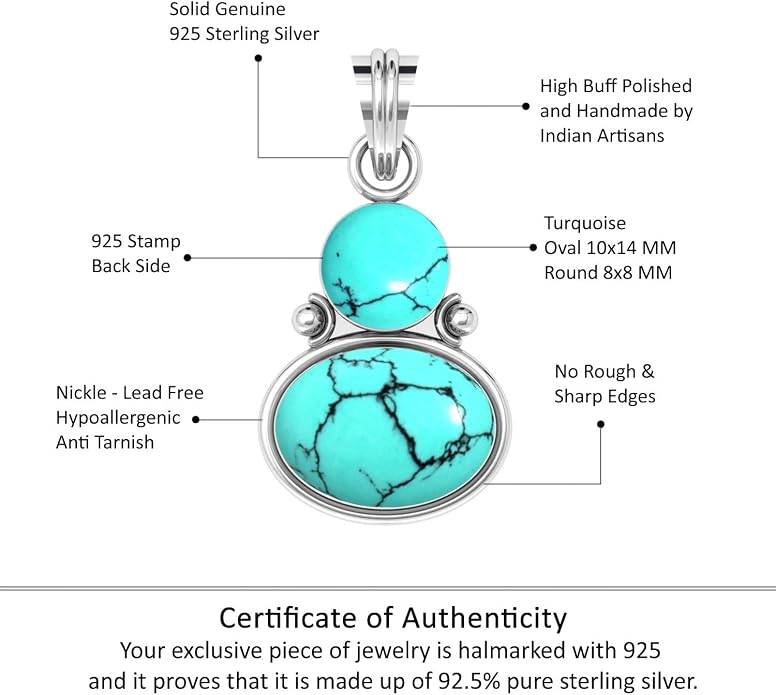 Handmade Genuine 925 Sterling Silver Pendant Necklace Natural Gemstone Crystal, Lapis, Onyx, Amber Oval Round Boho Jewelry For Women