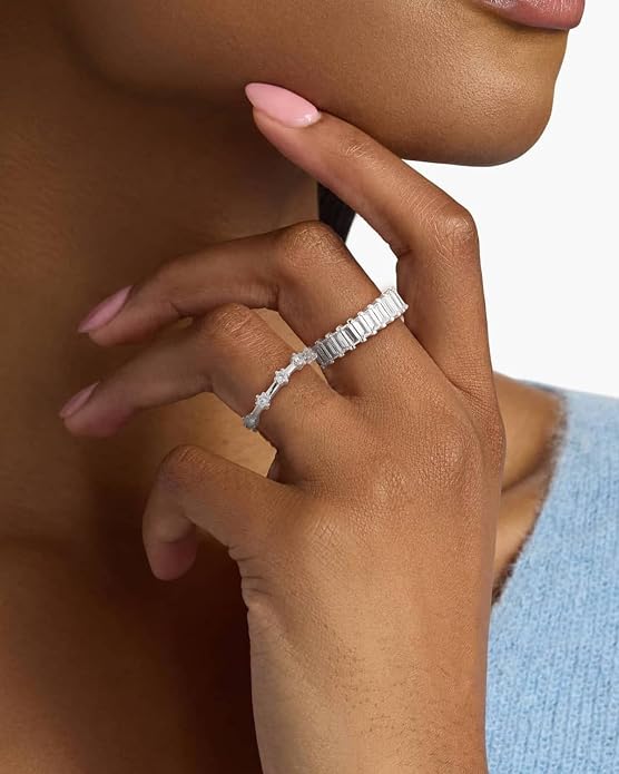 Stackable Silver/Gold Rings for Women Non Tarnish Trendy Dainty 14K Gold Plated Stacking Cubic Zirconia Thumb Ring Set Minimalist Promise Wedding Bands Engagement Rings for Women Size 6-10