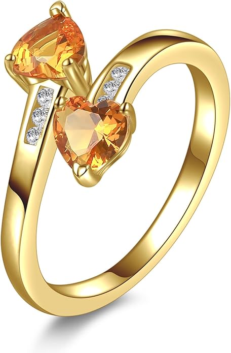 Yaresul 1CT Adjustable Women Heart Ring 14K Gold Plated Birthstone Rings for Women Promise Ring for her Simulated Gemstone Statement Stackable Band Width 2mm Open Size 5~9