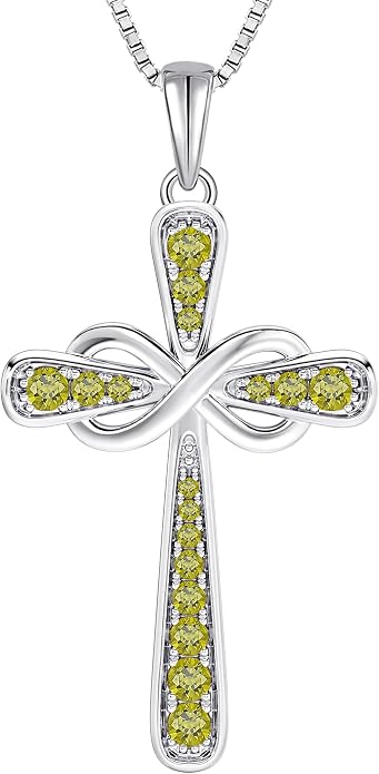 YL 925 Sterling Silver Cross Necklace for Women Halo Infinity Pendant Cubic Zirconia Jewelry for Mom