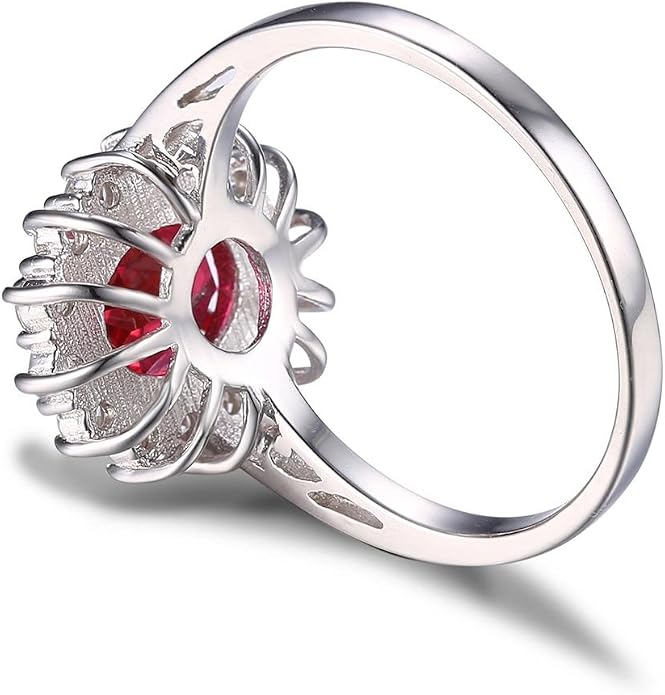 JewelryPalace Princess Diana Kate Middleton Class Gemstone Birthstone Sapphire Halo Engagement Rings for Women, Anniversary 14K White Yellow Rose Gold Plated 925 Sterling Silver Promise Rings for Her