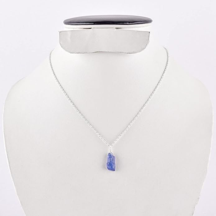 Raw Gemstone Dainty Pendant Necklace for Women, Natural Birthstone Handmade Jewelry, Healing Chakra Crystal, Silver Plated Chain 18" Birthday Gift for Her