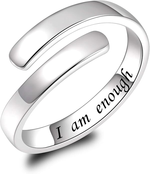 BEILIN 925 Sterling Silver Inspirational Jewelry Rings Adjustable Ring Personality Encouragement Gift for Teens Women