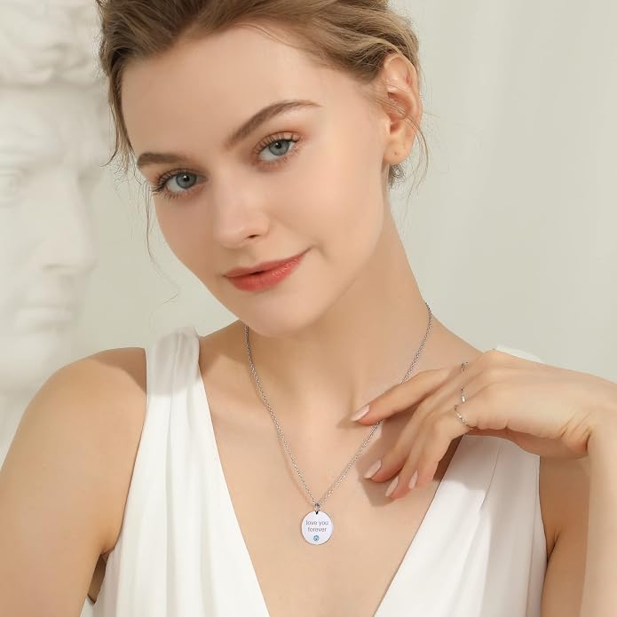 GOLDCHIC JEWELRY Personalized Birthstone Name Necklaces for Men Women, Engraved Family Names Necklace with Birthstone Vertical Bar Necklace, Pendant for Husband/Father/Grandma/Wife Birthday Gifts