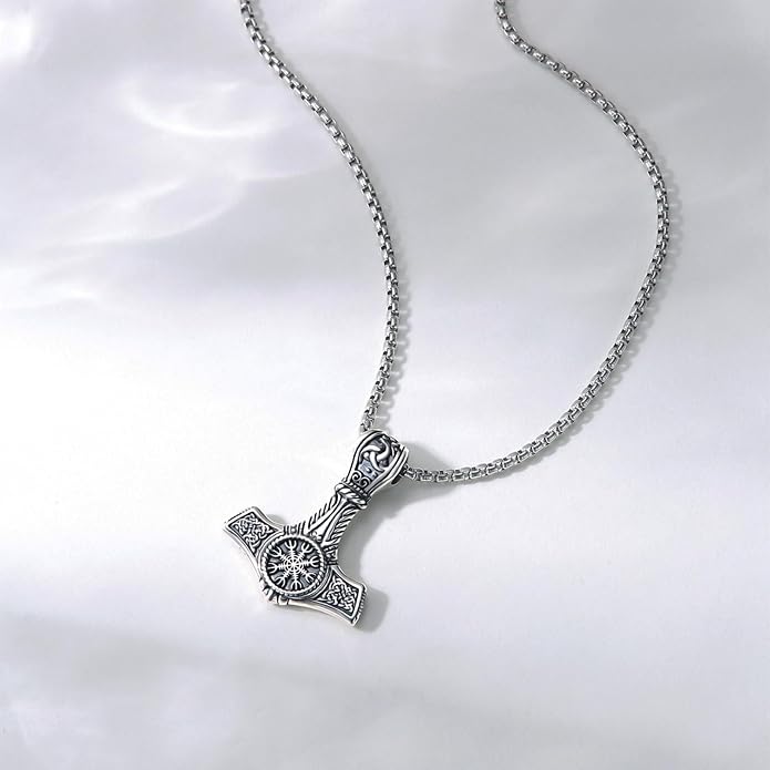 Viking Necklace for Men 925 Sterling Silver Nordic Viking Necklace Viking Amulet Jewelry Gifts for Men Women