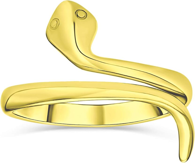 Bling Jewelry Minimalist Delicate Midi Knuckle Thin 1MM Band Stackable Bypass Wrap Snake Ring For Teen 14K Gold Plated .925 Sterling Silver