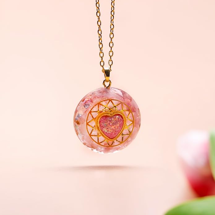 Day Day Up Orgone Pendant Heart Energy Necklace - Healing Crystal Necklaces For Women With Reiki Quartz Gemstones - Fashion Jewelry