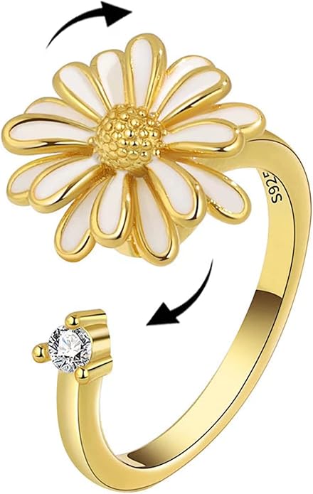 Sunflower Fidget Ring for Women Spinning Rings Adjustable Anxiety Ring for Teens Birthday Gift for Daughter Mom You Are My Sunshine Spinner Rings