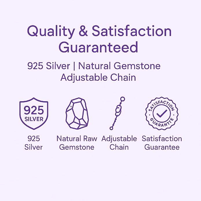 Raw Birthstone Crystal Necklace for Women, Hypoallergenic 925 Sterling Silver Pendant, Adjustable 16+2" Silver Chain, Light Natural Gemstone Jewelry for Everyday Wear & Gift for her & him