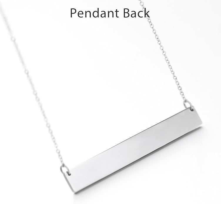 Lazycat Name Bar 18K Plated Bar Necklace,Engravable Name or Blessings Necklace