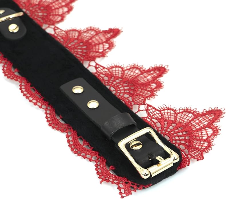 SMspade Leather Choker Collar Black Lace Chokers Set for Men Women Girls