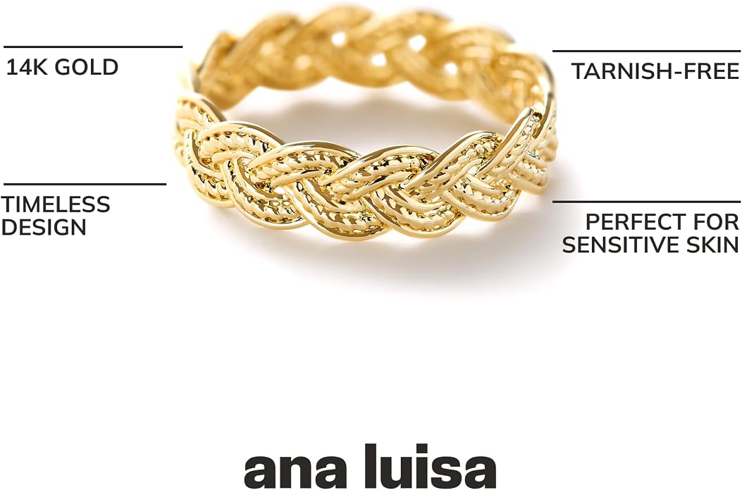 Ana Luisa Gold Rings for Women - 14K Gold Plated Rings for Women Non Tarnish - Trendy Stacking Ring for Daily Wear - Twisted, Heart, Eternity Ring Styles - Hypoallergenic & Water-Resistant Jewelry