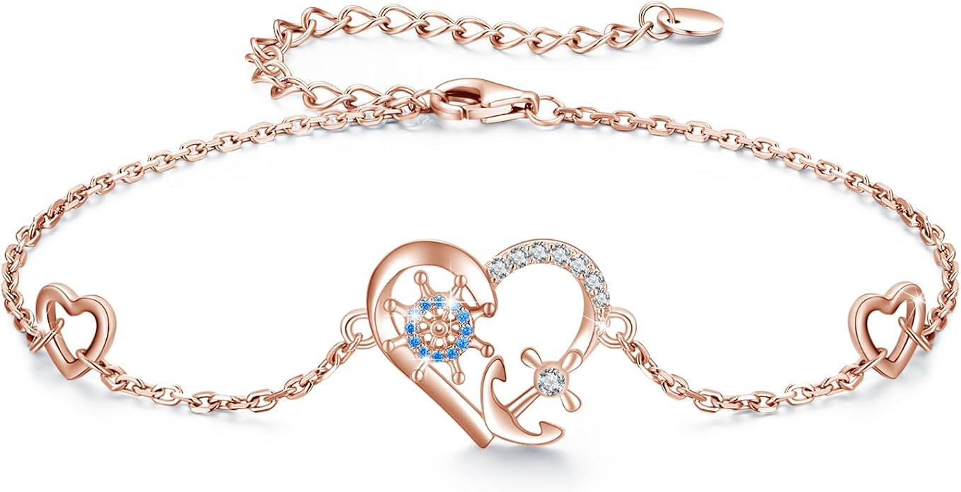 MEDWISE Multicolor Anchor Bracelets 925 Sterling Silver Anchor Jewelry Nautical Adjustable Bracelets Navy Wife Jewelry Gifts for Women Daughter Christmas Gifts 2025