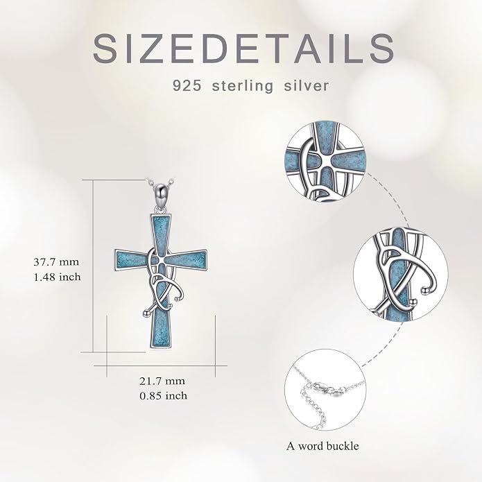 Cross Necklace 925 Sterling Silver Cross Faith Pendant Christian Jewelry Gifts for Women Men