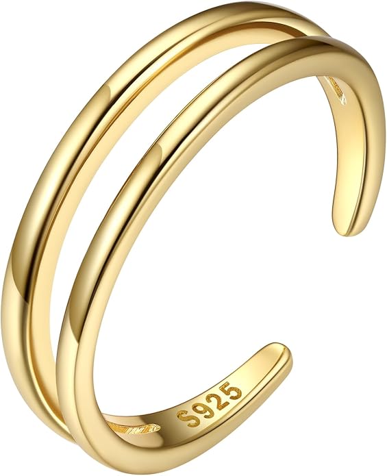 ChicSilver Sterling Silver Toe Rings for Women 14K Gold Plated Toe Rings for Women Open Adjustable Toe Ring for Women Toe Jewelry for Summer Beach