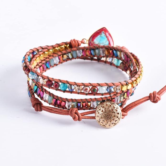 YGLINE Natural Stone Bracelet 3 Wraps Bracelet Handmade Boho Bracelet for Women Bracelet