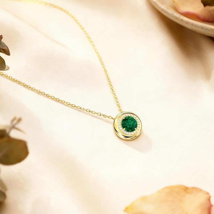 Birthstone / Tigers Eye / Opal / Moomstone Necklace for Women, Sterling Silver Tiger Eye Stone Necklace with 16K Gold Plated and 5A CZ, Dainty Statement Healing Natural Gemstone Jewelry Christmas Gift for Women on Birthday Anniversary Christmas for Wif...