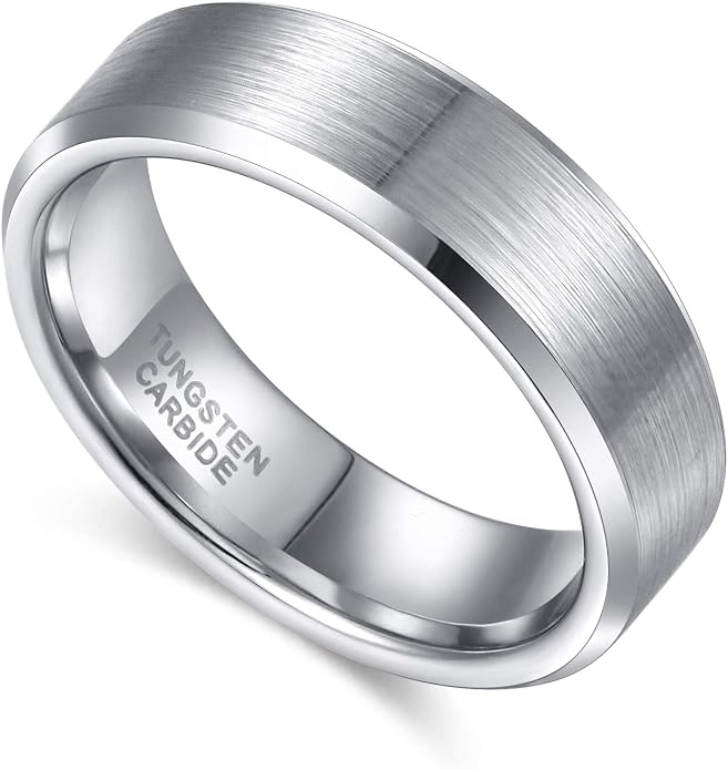 TRUMIUM 4mm 6mm 8mm Tungsten Wedding Band Ring for Men Women Silver Plated Matte Finished Engagement Rings Comfort Fit 4-15