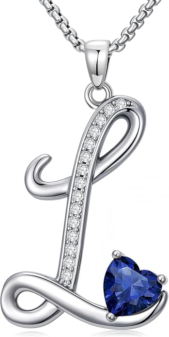 Birthday Gifts for Women Alphabet A to Z Initial Birthstone Pendant Necklaces for Women - 18k White Gold Plated Personalized Name Jewelry Anniversary Graduation Gifts for Wife Her Daughter Girlfriend(with Gift Box)